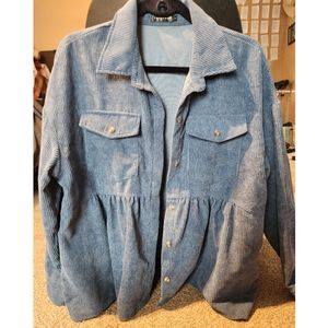 Corduroy peplum button-up